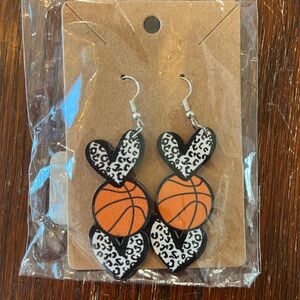 Leopard Heart Basketball Earrings for Kids